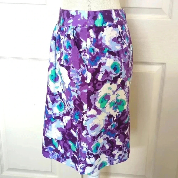 Halogen Purple Floral Print Silk Blend Mini-Skirt - Picture 2 of 5